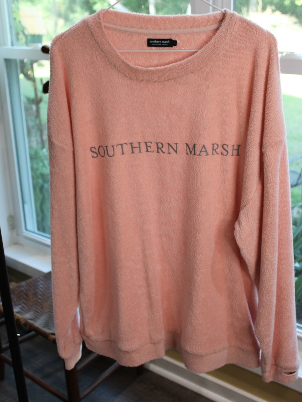 Southern Marsh Terry Cloth Crewneck Pullover | Size L | Peach Pink Lightweight